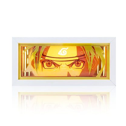 Naruto Anime Paper Cut Light Box, 3D Paper Carving LED Frame Lamp, Sharingan Character Night Light, Desktop Wall Art Decor, Collectible Anime Gift for Naruto Fans
