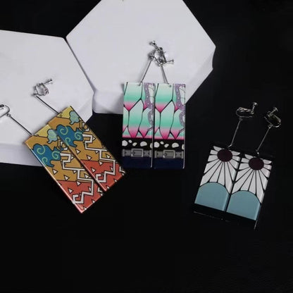 Demon Slayer Anime Earrings, Tanjiro Hanafuda Drop Dangle Earrings, Multiple Styles Acrylic Cosplay Earrings, Demon Slayer Kimetsu No Yaiba Jewelry, Anime Cosplay Accessories Gift for Demon Slayer Fans
