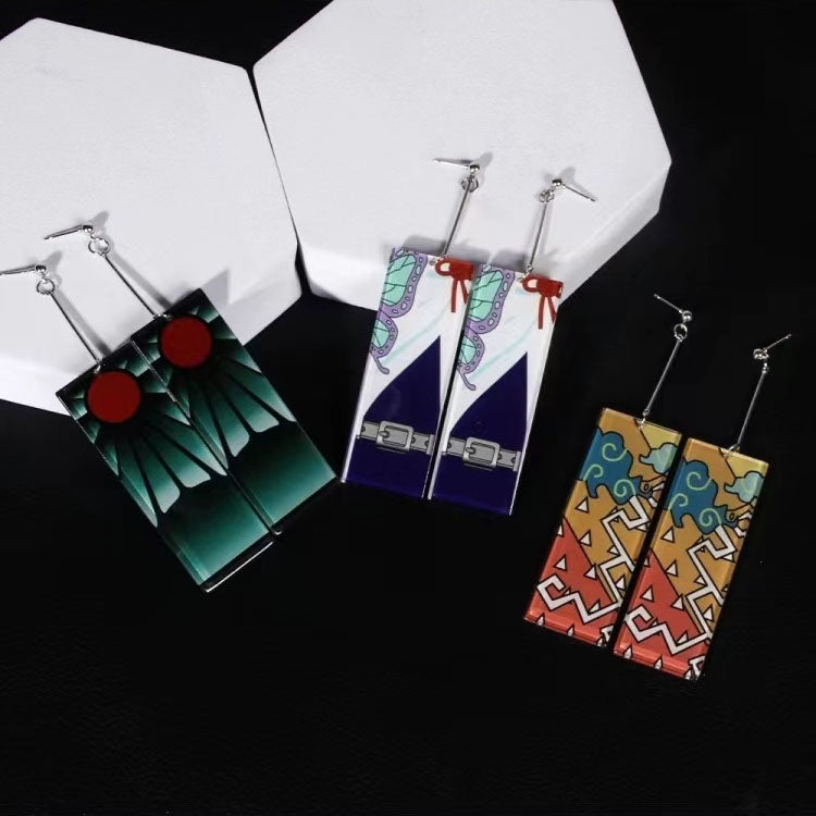 Demon Slayer Anime Earrings, Tanjiro Hanafuda Drop Dangle Earrings, Multiple Styles Acrylic Cosplay Earrings, Demon Slayer Kimetsu No Yaiba Jewelry, Anime Cosplay Accessories Gift for Demon Slayer Fans