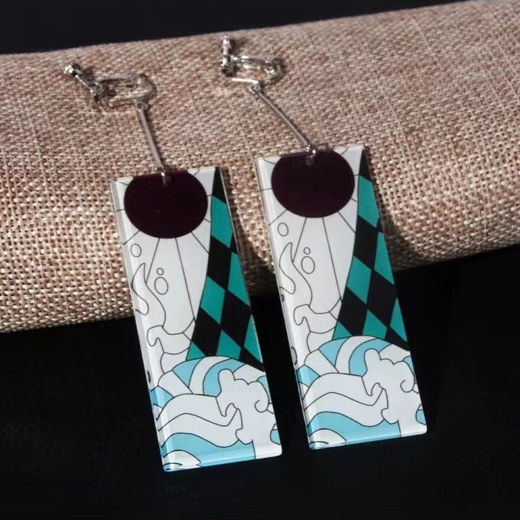 Demon Slayer Anime Earrings, Tanjiro Hanafuda Drop Dangle Earrings, Multiple Styles Acrylic Cosplay Earrings, Demon Slayer Kimetsu No Yaiba Jewelry, Anime Cosplay Accessories Gift for Demon Slayer Fans