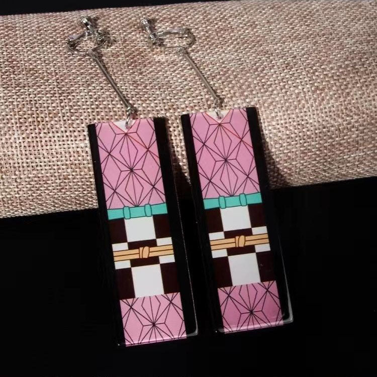 Demon Slayer Anime Earrings, Tanjiro Hanafuda Drop Dangle Earrings, Multiple Styles Acrylic Cosplay Earrings, Demon Slayer Kimetsu No Yaiba Jewelry, Anime Cosplay Accessories Gift for Demon Slayer Fans
