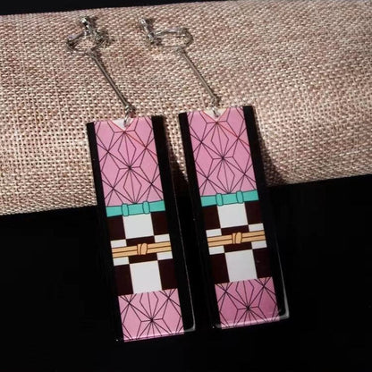Demon Slayer Anime Earrings, Tanjiro Hanafuda Drop Dangle Earrings, Multiple Styles Acrylic Cosplay Earrings, Demon Slayer Kimetsu No Yaiba Jewelry, Anime Cosplay Accessories Gift for Demon Slayer Fans