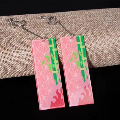 Demon Slayer Anime Earrings, Tanjiro Hanafuda Drop Dangle Earrings, Multiple Styles Acrylic Cosplay Earrings, Demon Slayer Kimetsu No Yaiba Jewelry, Anime Cosplay Accessories Gift for Demon Slayer Fans
