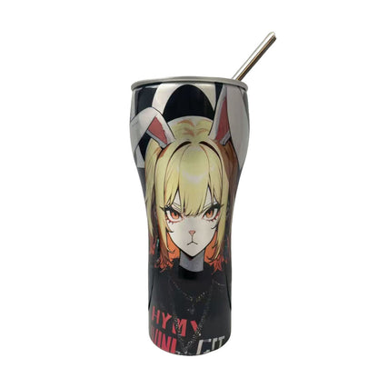 One Piece Anime Tumbler with Straw, Stainless Steel Insulated Travel Cup, Luffy Zoro Nami Wanted Poster Design Coffee Mug, Leak Proof Reusable Water Bottle, One Piece Merch Gift for Anime Fans