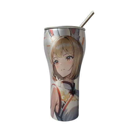 One Piece Anime Tumbler with Straw, Stainless Steel Insulated Travel Cup, Luffy Zoro Nami Wanted Poster Design Coffee Mug, Leak Proof Reusable Water Bottle, One Piece Merch Gift for Anime Fans