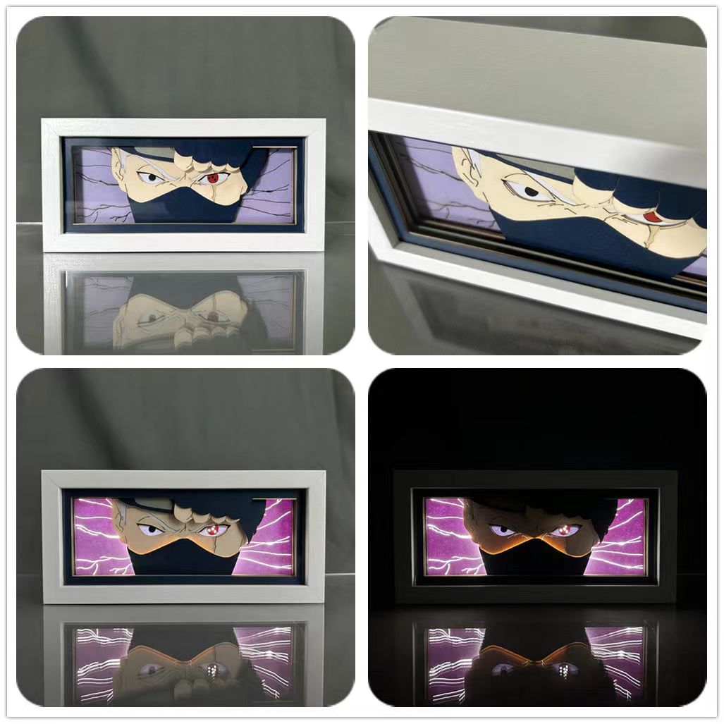 Naruto Anime Paper Cut Light Box, 3D Paper Carving LED Frame Lamp, Sharingan Character Night Light, Desktop Wall Art Decor, Collectible Anime Gift for Naruto Fans