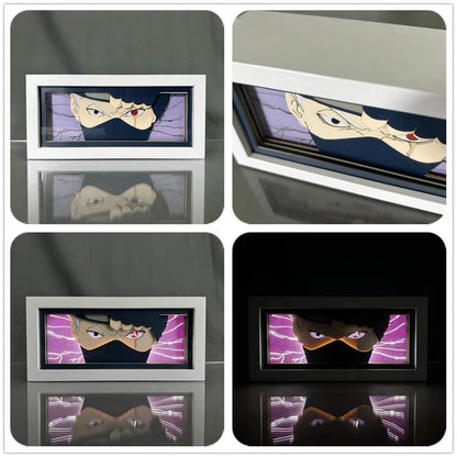 Naruto Anime Paper Cut Light Box, 3D Paper Carving LED Frame Lamp, Sharingan Character Night Light, Desktop Wall Art Decor, Collectible Anime Gift for Naruto Fans