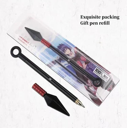Naruto Kunai Shape Metal Ballpoint Pen, Anime Weapon Model Pen with Display Stand, Removable Refill, Creative Stationery Collectible Desk Decor Gift for Naruto Fans