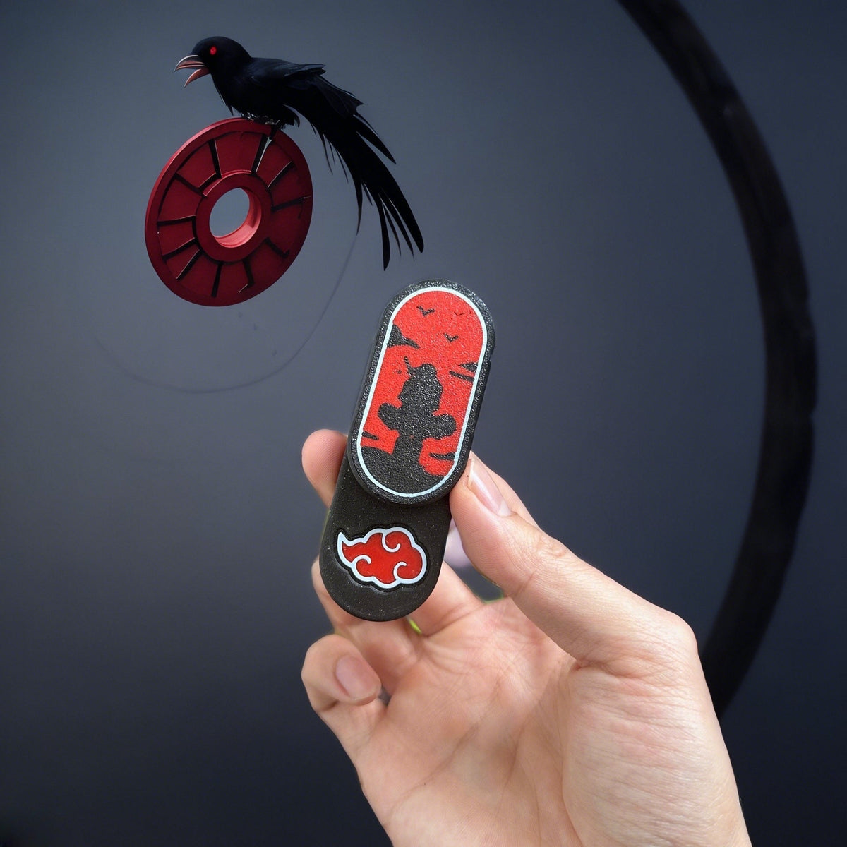 Naruto Akatsuki Magnetic EDC Fidget Slider, Anime Crow Pattern Push Card Fidget Toy, Pocket Stress Relief Clicker Toy, Collectible Gift for Naruto Fans