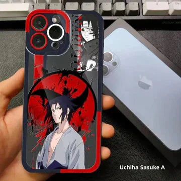 Naruto Anime Transparent Phone Case, Itachi Sasuke Naruto Gaara Pain Printed Shockproof Clear TPU Cover, Color Camera Frame Protective Case, Naruto Fan Phone Accessory Gift