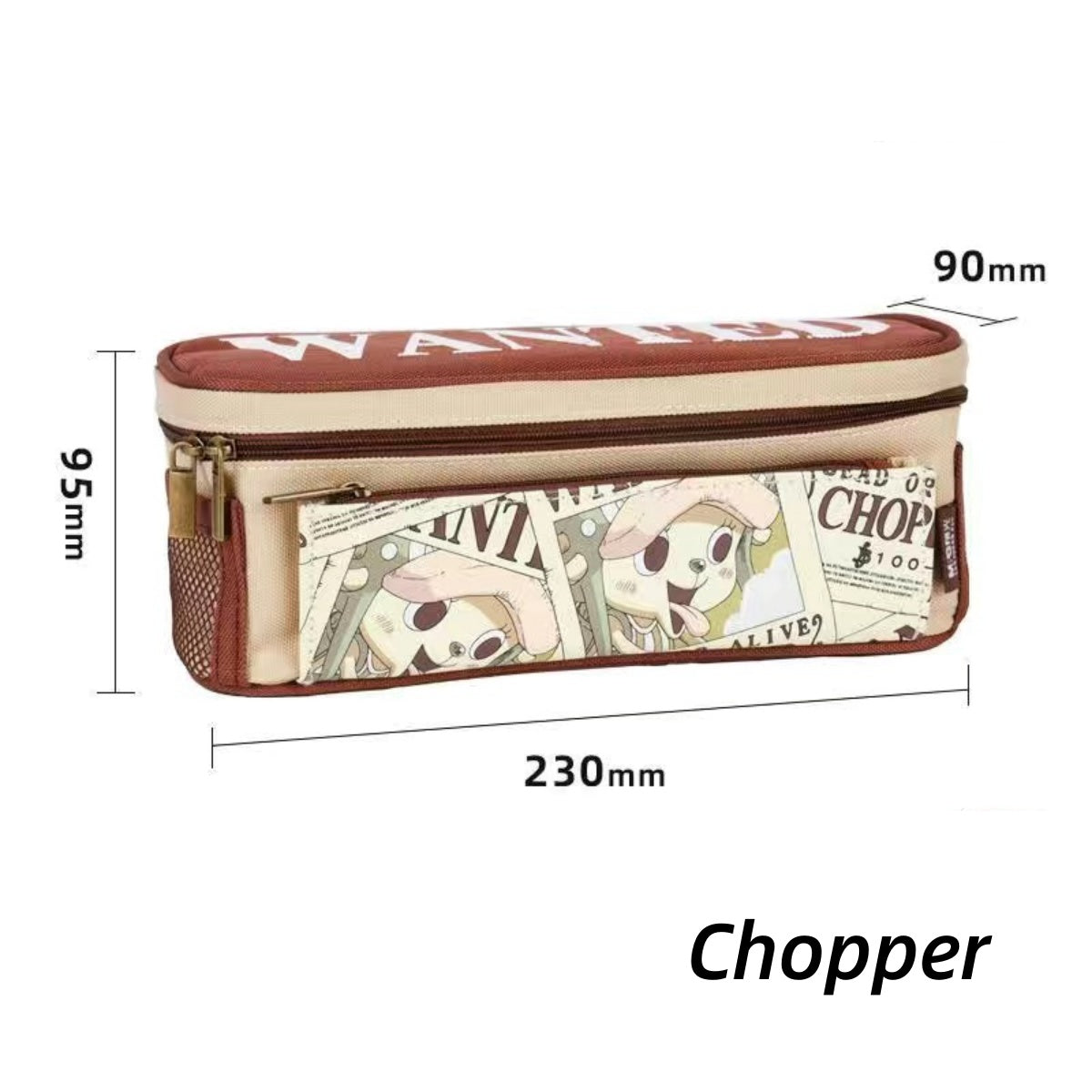 One Piece Anime Pencil Case, Luffy Zoro Sanji Chopper Wanted Poster Large Capacity Pen Bag, Multi-layer Canvas Stationery Storage Pouch, Anime School Supplies Gift for One Piece Fans
