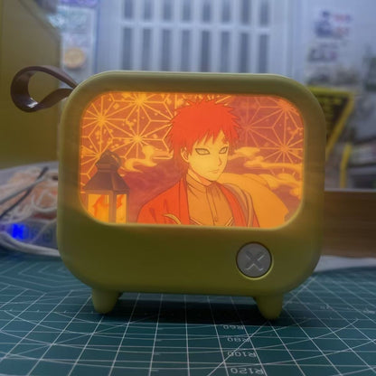 Naruto Gaara Anime Characters Nightlight Decoration, Retro Mini TV Shape LED Night Lamp, Warm Light Anime Room Decor, Bedside Table Ornament, Collectible Gift for Naruto Anime Fans