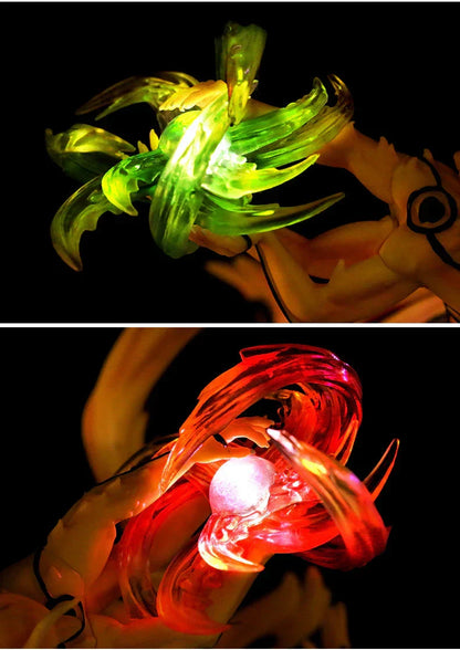 Naruto Uzumaki Six Paths Sage Mode Kurama Figure, Nine Tails Fox Anime GK Statue, LED Light Collectible Figurine, High Detailed Resin Model, Desktop Decoration Gift for Naruto Fans