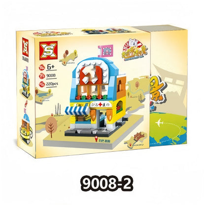 One Piece Street View Building Blocks Set, Anime 4 in 1 Modular Street Shop Model, Interlocking Brick City House Construction Toy, Collectible Display Building Kit, Gift for One Piece Anime Fans & Teenagers