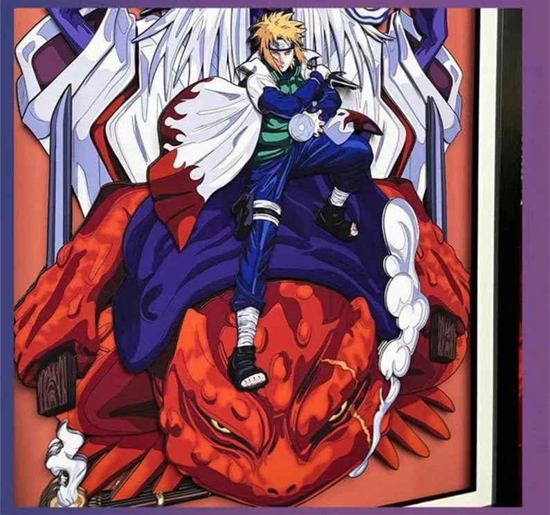 Naruto Namikaze Minato 3D Paper Cut Shadow Box Framed Art, Handmade Layered Papercraft Wall Decor, Anime Picture Frame, Fan Collectible Room Decor Gift