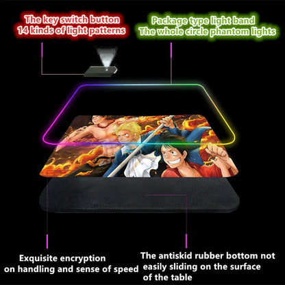 Naruto Anime RGB Large Gaming Mouse Pad, Extended LED Glowing Desk Mat, Non-Slip Rubber Base, Waterproof Big Keyboard Mousepad for PC Gamer, Anime Desk Decor Gift
