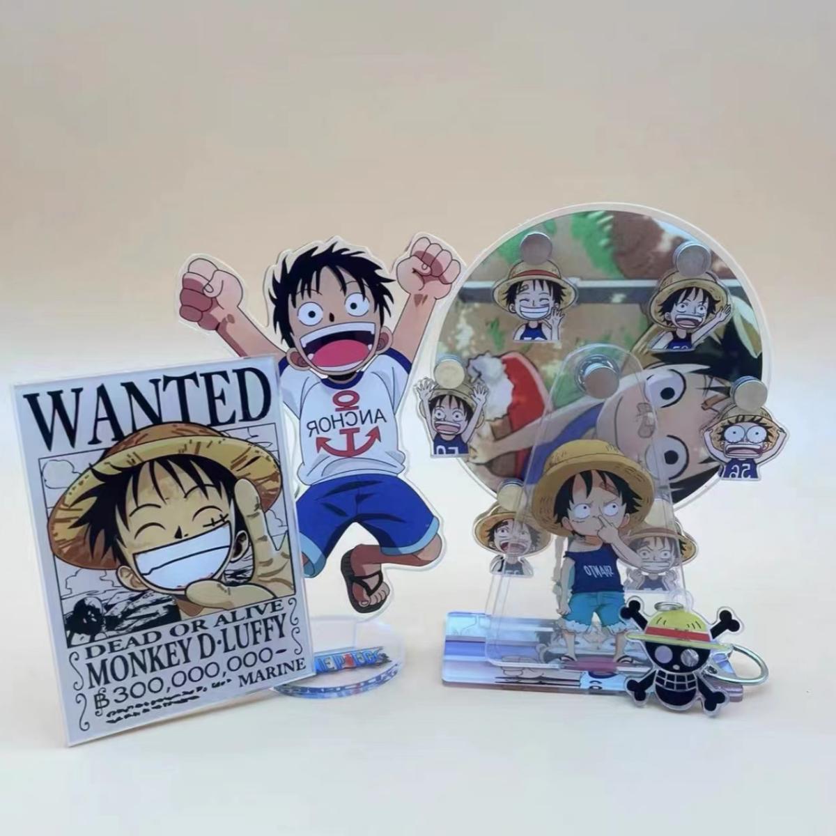 One Piece Anime Acrylic Stand Figure, Luffy Gear 5 Nika Zoro Sanji Ace Sabo Wanted Poster Desktop Standee, Double Layer Character Display Ornament, One Piece Merch Collectible Gift for Anime Fans