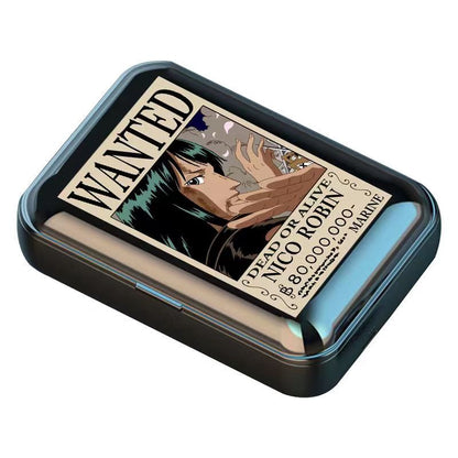 One Piece Wanted Poster Wireless Earbuds, Anime Luffy Zoro Nami Chopper Sanji TWS Bluetooth Earphones, Touch Control Stereo Headphones with Wanted Bounty Poster Charging Case for Anime Fans