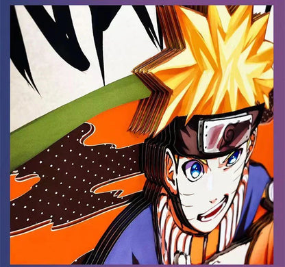 Naruto Uzumaki 3D Layered Paper Art Frame, Anime Naruto Handmade Paper Cut Shadow Box, Stratification Paper Carving Painting, Wall & Desk Display Decor, Collectible Art Gift for Naruto Anime Fans