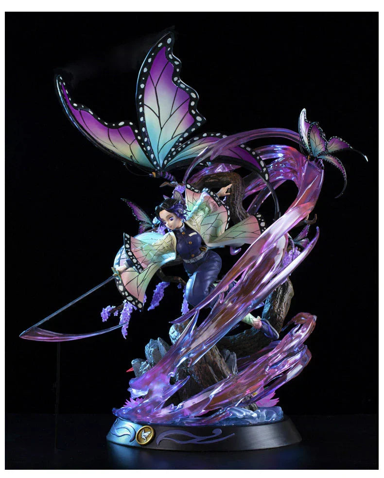 Demon Slayer Shinobu Kocho Figure, Hashira Shinobu Butterfly Resin Statue, Anime GK Bust Figurine with Butterfly Effect Base, Collectible Desktop Ornament Model Gift for Demon Slayer Fans