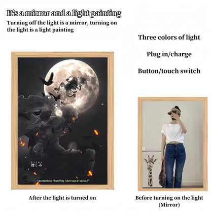 One Piece Anime LED Light Up Painting, Luffy Zoro Sanji Nami Framed Light Canvas Wall Art, Anime Poster Lamp, Wooden Frame Illuminated Wall Decor, One Piece Fan Room Decoration Gift