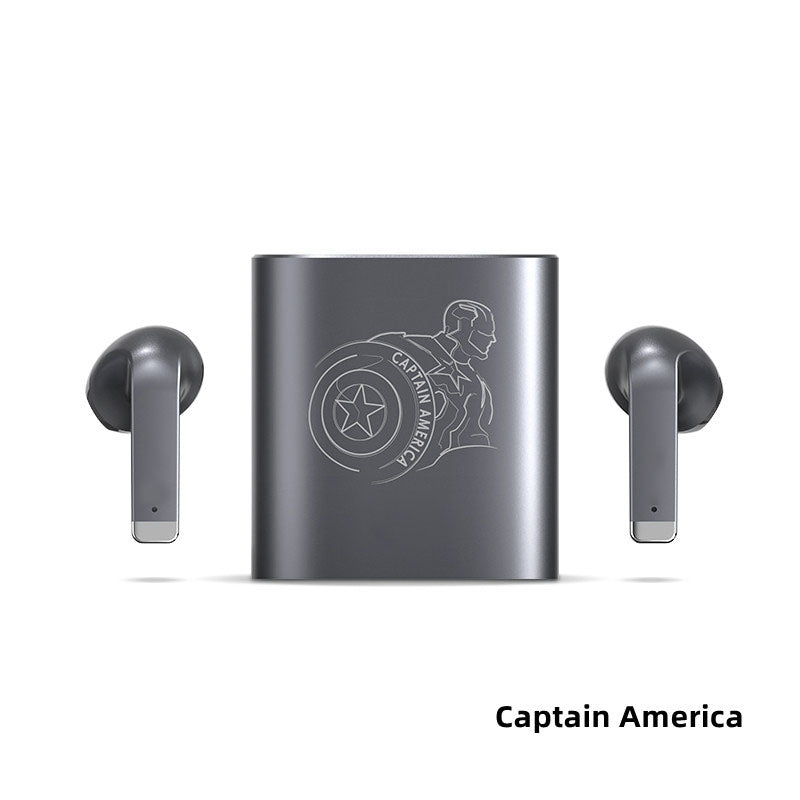 Marvel Avengers TWS True Wireless Bluetooth Earbuds, Iron Man Thanos Black Panther Captain America Hulk Engraved Bluetooth Headphones, Touch Control Stereo Earphones with Metal Charging Case, Marvel Fan Anime Merch Gift