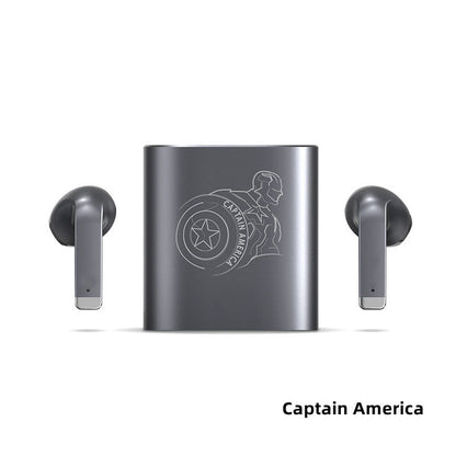 Marvel Avengers TWS True Wireless Bluetooth Earbuds, Iron Man Thanos Black Panther Captain America Hulk Engraved Bluetooth Headphones, Touch Control Stereo Earphones with Metal Charging Case, Marvel Fan Anime Merch Gift