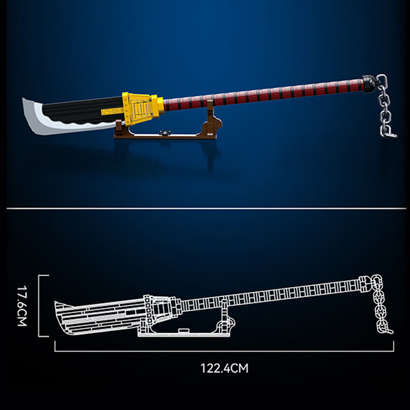 One Piece Whitebeard Murakumogiri Building Blocks Sword Model, 1315 Pcs Anime Weapon Brick Kit with Display Stand, Collectible Cosplay Prop, Assembly Toy Gift for Anime Fans