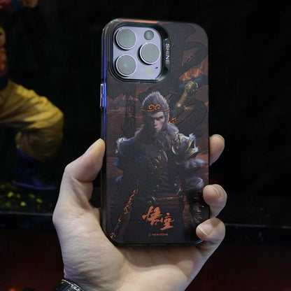 Black Myth Wukong Phone Case for iPhone, Cool Black Myth Sun Wukong Character Print Protective Phone Cover, Shockproof Hard Shell Phone Case, Game Merch Gift for Black Myth Wukong Fans Gamers
