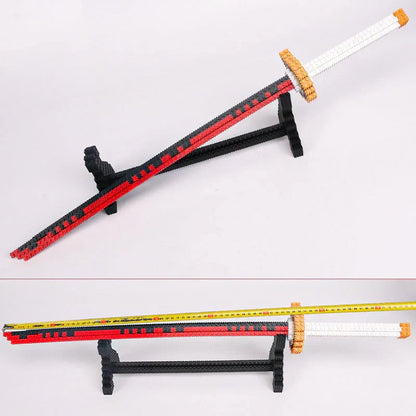 Demon Slayer Nichirin Sword Building Blocks Set, Anime Katana Model Bricks with Display Stand, Tanjiro Rengoku Shinobu Giyuu Sword Building Kit, Collectible Cosplay Prop, Gift for Anime Fans & Block Lovers