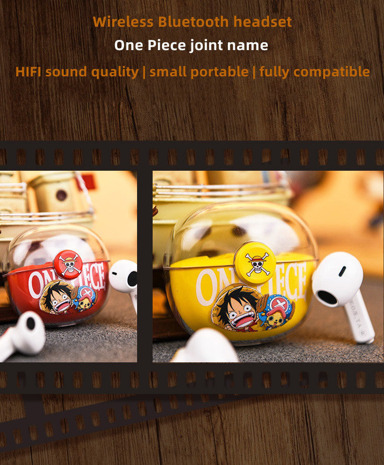 One Piece Monkey D. Luffy Tony Tony Chopper True Wireless Bluetooth 5.3 Earbuds Smart Touch Control Half‑in‑Ear Headphones with Transparent Charging Case Anime Gift For Fans