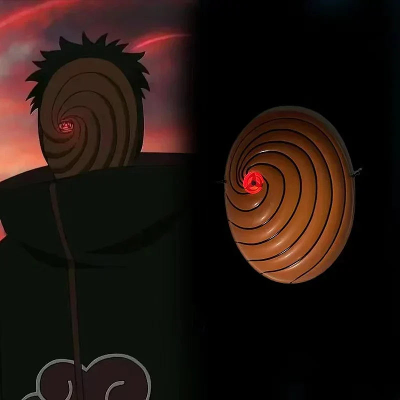 Naruto Obito Tobi Spiral Mask, Light Up Uchiha Obito Cosplay Mask, Anime Tobi Mask with LED Glow Effect, Halloween Costume Prop Collectible Mask for Naruto Fans
