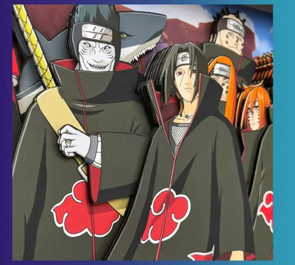 Naruto Akatsuki Group 3D Paper Cut Shadow Box Framed Art, Handmade Layered Papercraft Wall Decor, Anime Picture Frame, Fan Collectible Room Decor Gift