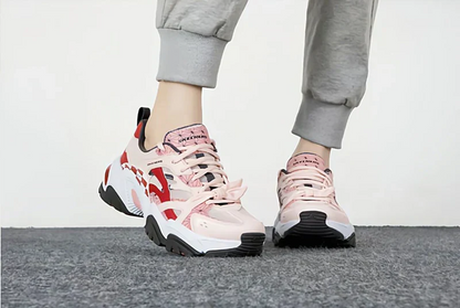 Demon Slayer Nezuko Anime Chunky Sneakers, Pink Red Checkered Unisex Casual Walking Shoes, Kamado Nezuko Themed Streetwear Athletic Footwear, Anime Cosplay Sneaker Gift for Fans