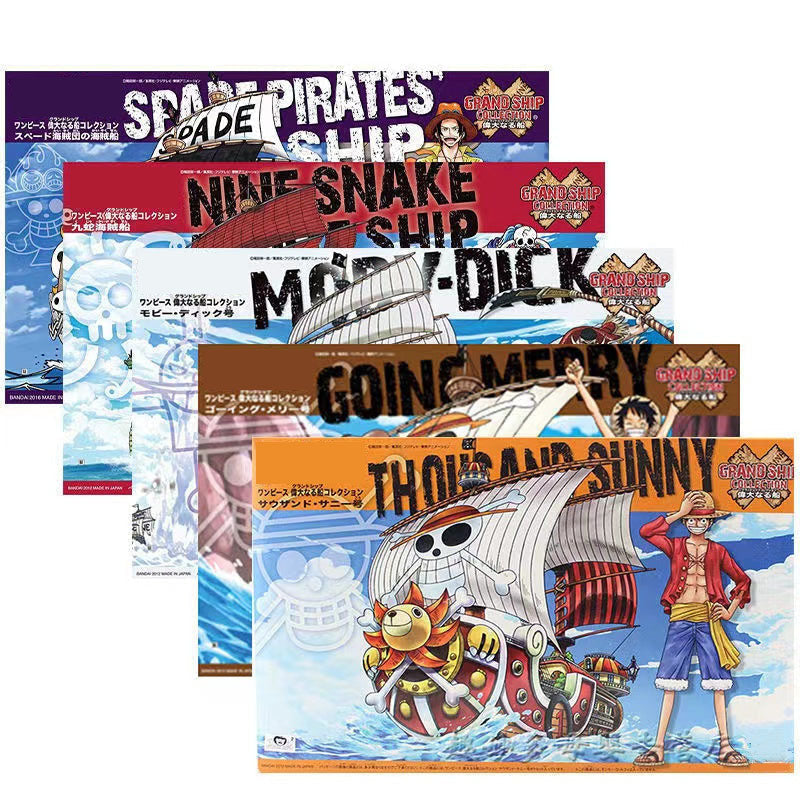 One Piece Pirate Ship Model Kit, Thousand Sunny Going Merry Assembly Boat Building Model, Multiple Styles Anime Pirate Vessel Figure, Collectible DIY Assembly Toy Gift for One Piece Fans