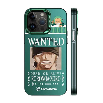 One Piece Anime Wanted Poster Phone Case for iPhone, Monkey D Luffy Roronoa Zoro Bounty Poster Shockproof Protective Cover, Classic One Piece Wanted Design Phone Shell, Anime Merch Gift for One Piece Fans