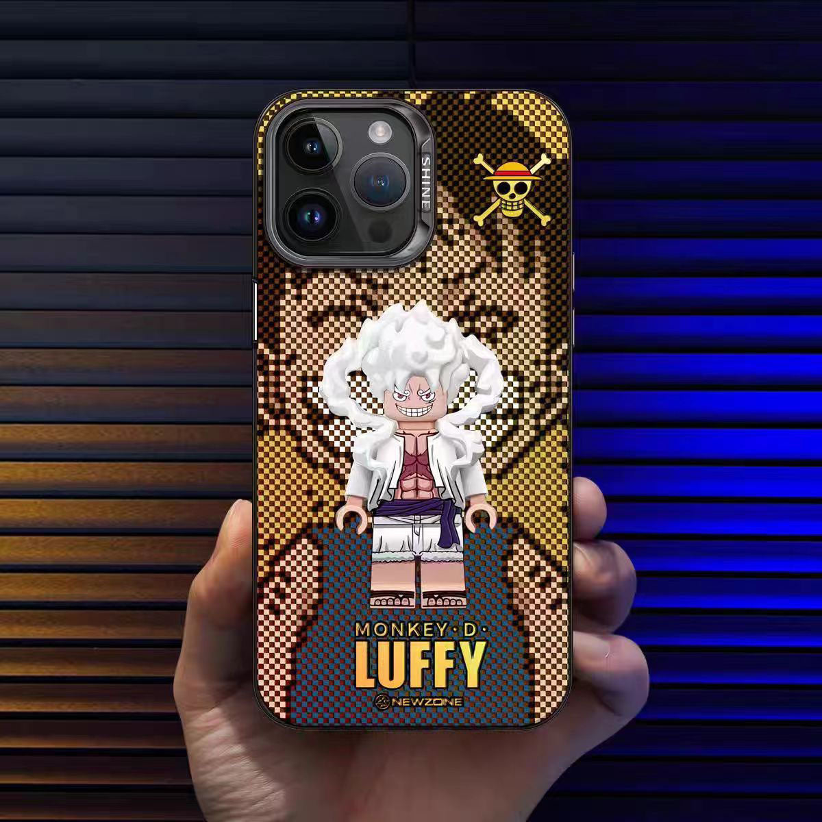 One Piece Anime Luffy Zoro Phone Case for iPhone, Building Block Figure Style Print Shockproof Protective Case, Nika Luffy Roronoa Zoro Character Phone Cover, One Piece Anime Merch Gift for Fans