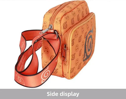 Naruto Anime Crossbody Bag, Konoha Leaf Symbol Printed Casual Messenger Shoulder Bag, Adjustable Strap Multi Zipper Pocket Small Sling Bag, Anime Fan Daily Carry Bag Gift