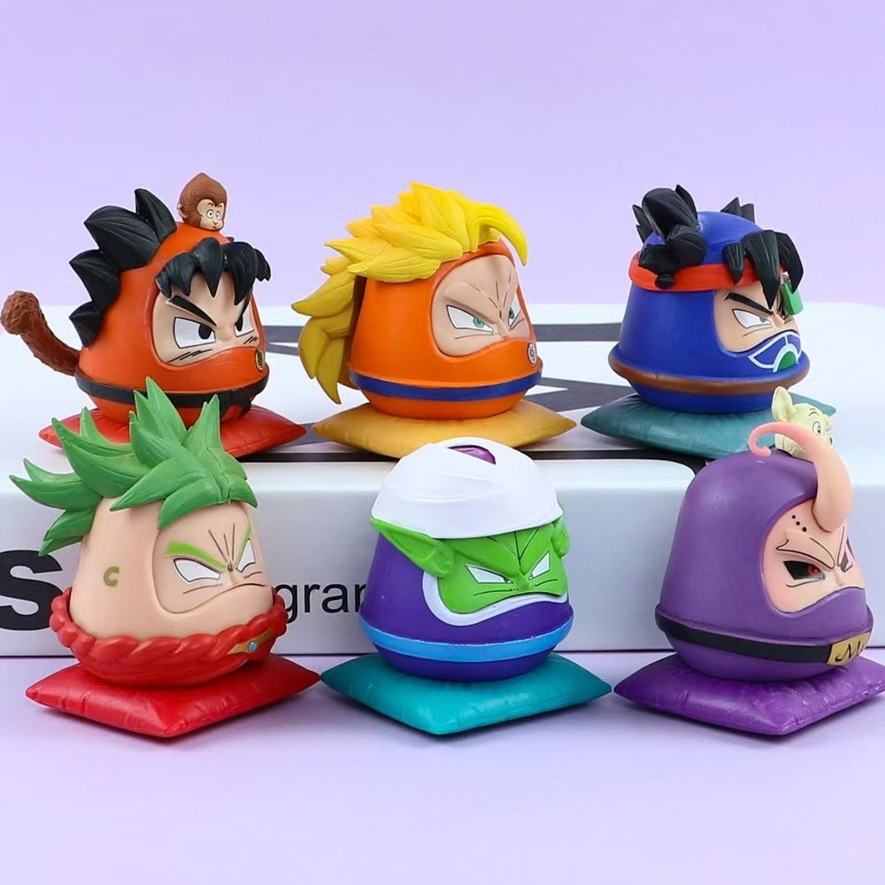 Dragon Ball Anime Daruma Piggy Bank, 6 Styles Cute Goku Vegeta Majin Buu Piccolo Broly Dharma Coin Saving Box, Cartoon Figure Money Bank, Dragon Ball Collectible Ornament Gift for Anime Fans