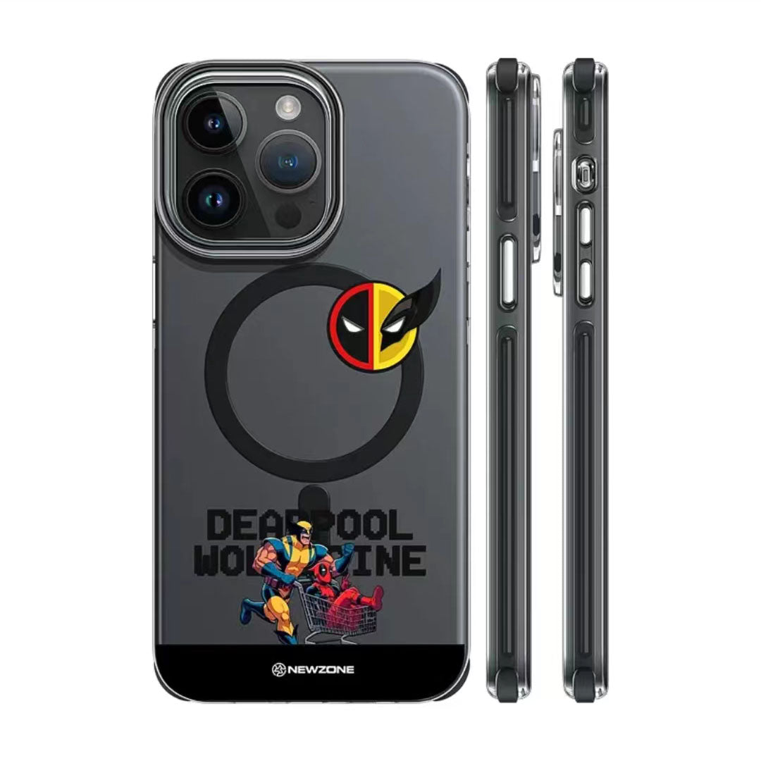 Marvel Deadpool & Wolverine Phone Case for iPhone, Marvel Anime Character Protective Cover, MagSafe Compatible Shockproof Phone Shell, Cool Deadpool Wolverine Design, Collectible Phone Case Gift for Marvel Fans