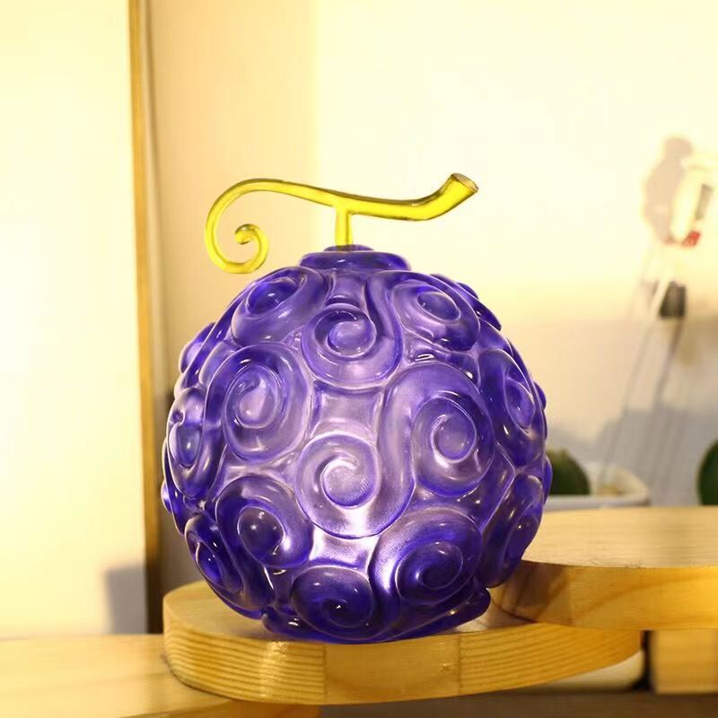 One Piece Devil Fruit Figurine with LED Light, Gum-Gum Fruit & Flame-Flame Fruit Luminous Statue, Transparent Devil Fruit Anime Ornament, Desktop Display Collectible Model, Gift for One Piece Fans