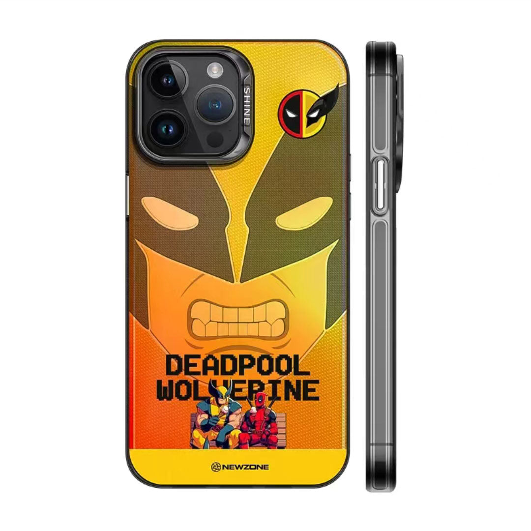 Marvel Deadpool & Wolverine Mask Phone Case for iPhone, Marvel Superhero Full Print Protective Cover, Shockproof Anti-Scratch Phone Shell, 4 Styles Available, Comic Character Collectible Phone Case Gift for Marvel Fans