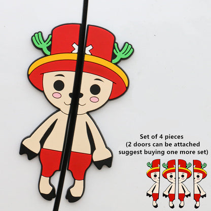 One Piece Car Door Anti-Collision Stickers, Anime Luffy Zoro Nami Chopper 3D Rubber Car Door Bumper Protector Decals, Anti-Scratch Car Edge Guard, Cute Anime Car Exterior Accessories