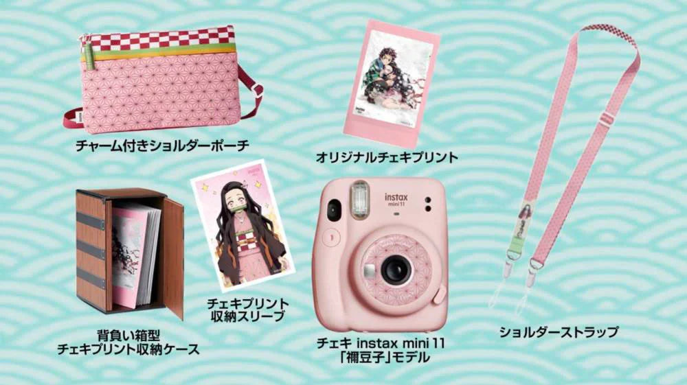 Demon Slayer Kimetsu no Yaiba Instant Camera Gift Box, Tanjiro & Nezuko Limited Bundle with Camera Bag, Shoulder Strap, Anime Merch for Birthday Holiday Gift