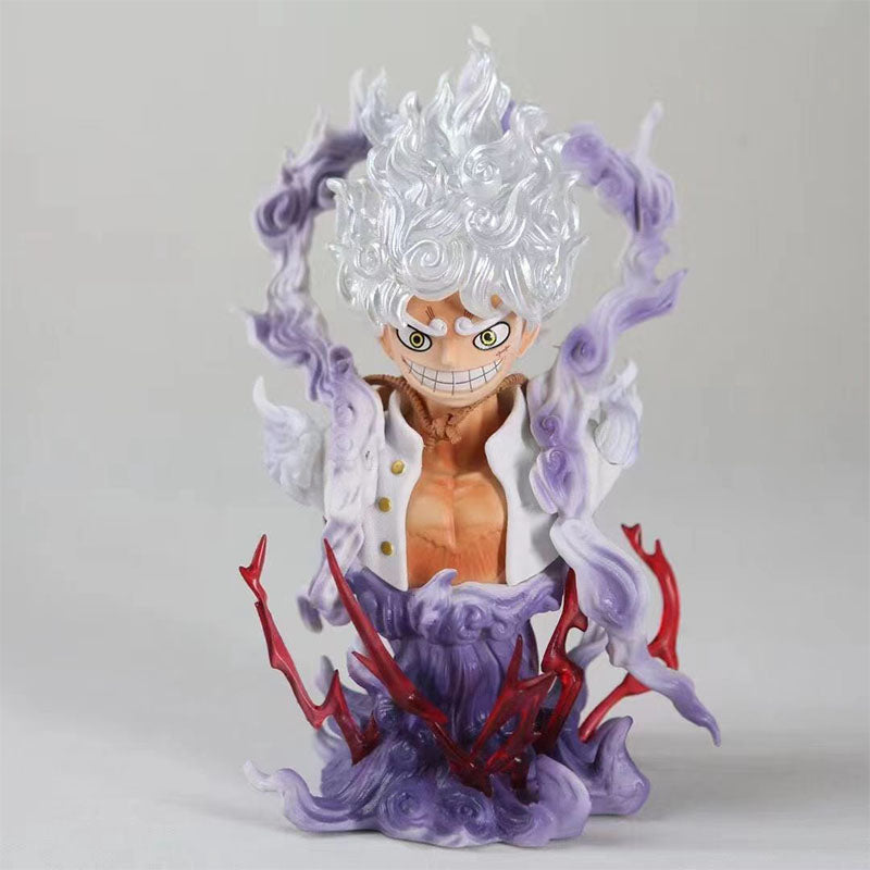 One Piece Monkey D Luffy Gear 5 Nika Bust Figurine, Sun God Nika Luffy Half Body Statue, High Detailed Anime Resin PVC Figure, Desktop Display Collectible Gift for One Piece Fans