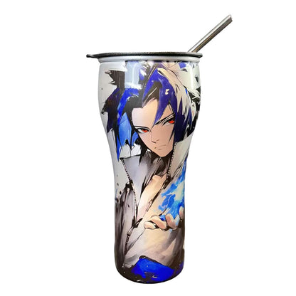 Naruto Anime 30oz Tumbler with Lid and Straw, Stainless Steel Insulated Travel Cup, Naruto Sasuke Kakashi Itachi Character Printed Coffee Mug, Naruto Merch Water Bottle Gift for Anime Fans