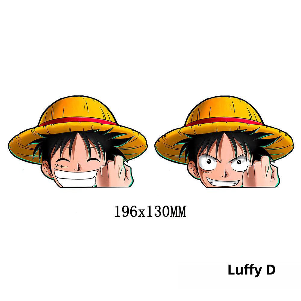 One Piece 3D Motion Stickers, Anime Lenticular Changing Car Stickers, Luffy Zoro Nami Chopper Sanji Waterproof Decals for Car Laptop Water Bottle, One Piece Anime Merch Decor