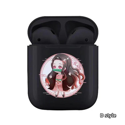 Demon Slayer Wireless Bluetooth Earbuds, Tanjiro Nezuko Zenitsu Giyuu Anime Print TWS Earphones, Touch Control Stereo Sound Headset, Portable Earbuds Case, Anime Fan Gift