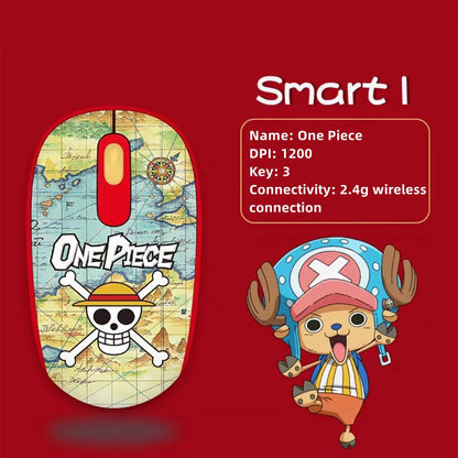 One Piece Anime 2.4G Wireless Mouse, Portable Optical Computer Mouse with Tony Tony Chopper & Straw Hat Skull Pattern, Ergonomic Silent Mice for Laptop PC Desktop, Anime Fan Gift