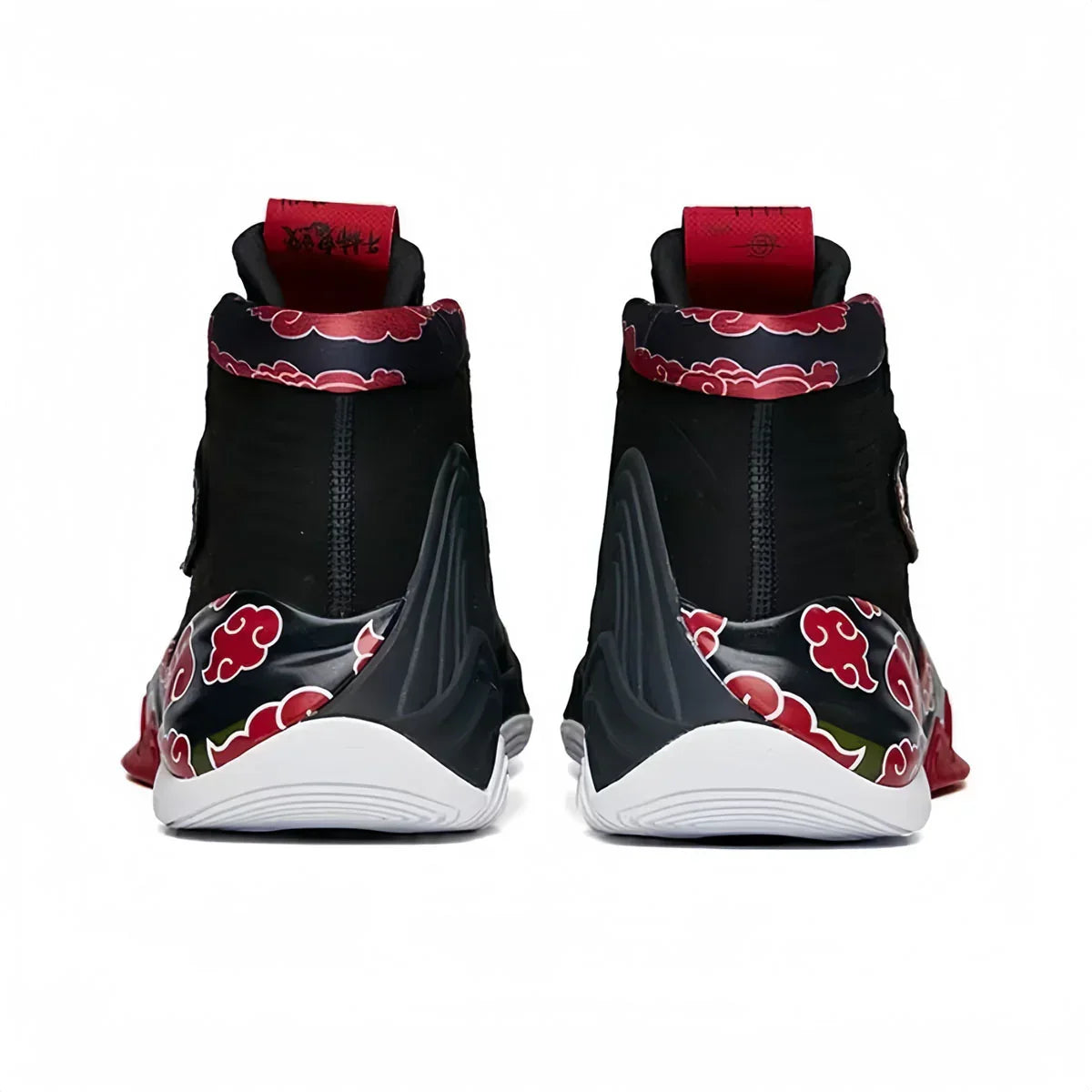 Men High Top Naruto Anime Basketball Shoes, Akatsuki Red Cloud Print Breathable Mesh Non Slip Rubber Outsole Cushioning Athletic Sneakers, Shock Absorption Sports Trainers for Indoor Outdoor Basketball Training Streetball